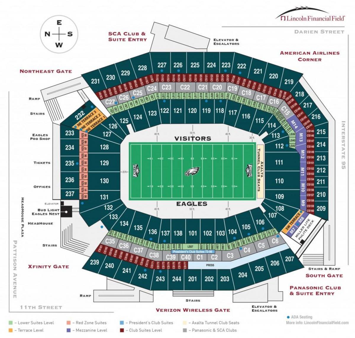 Philadelphia eagles stadion zemljevid