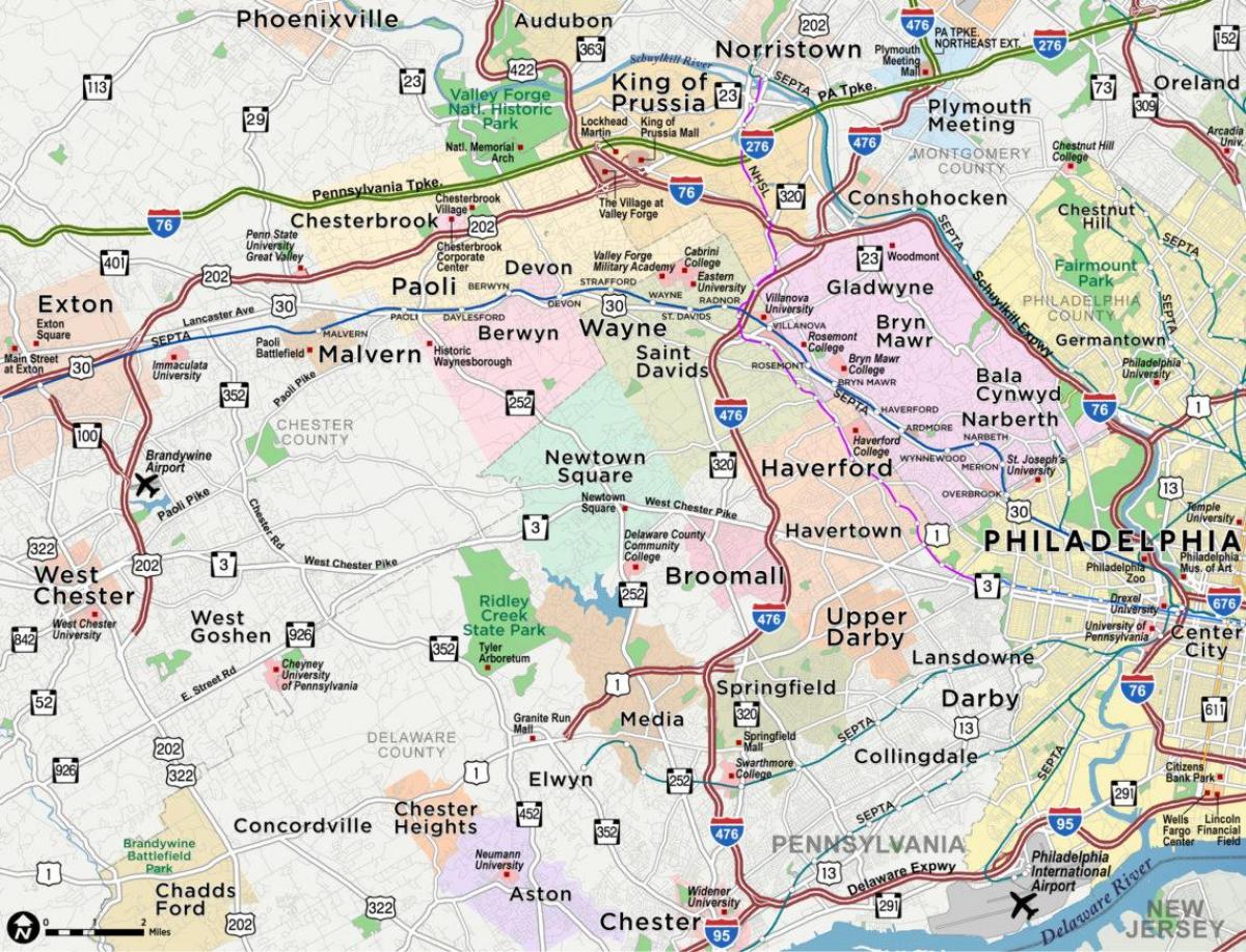 zemljevid glavna linija Philadelphia