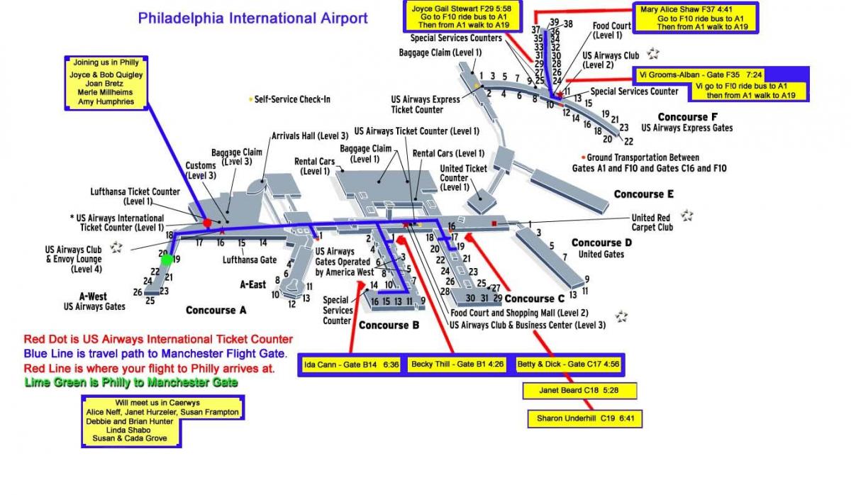 zemljevid Philadelphia letališče