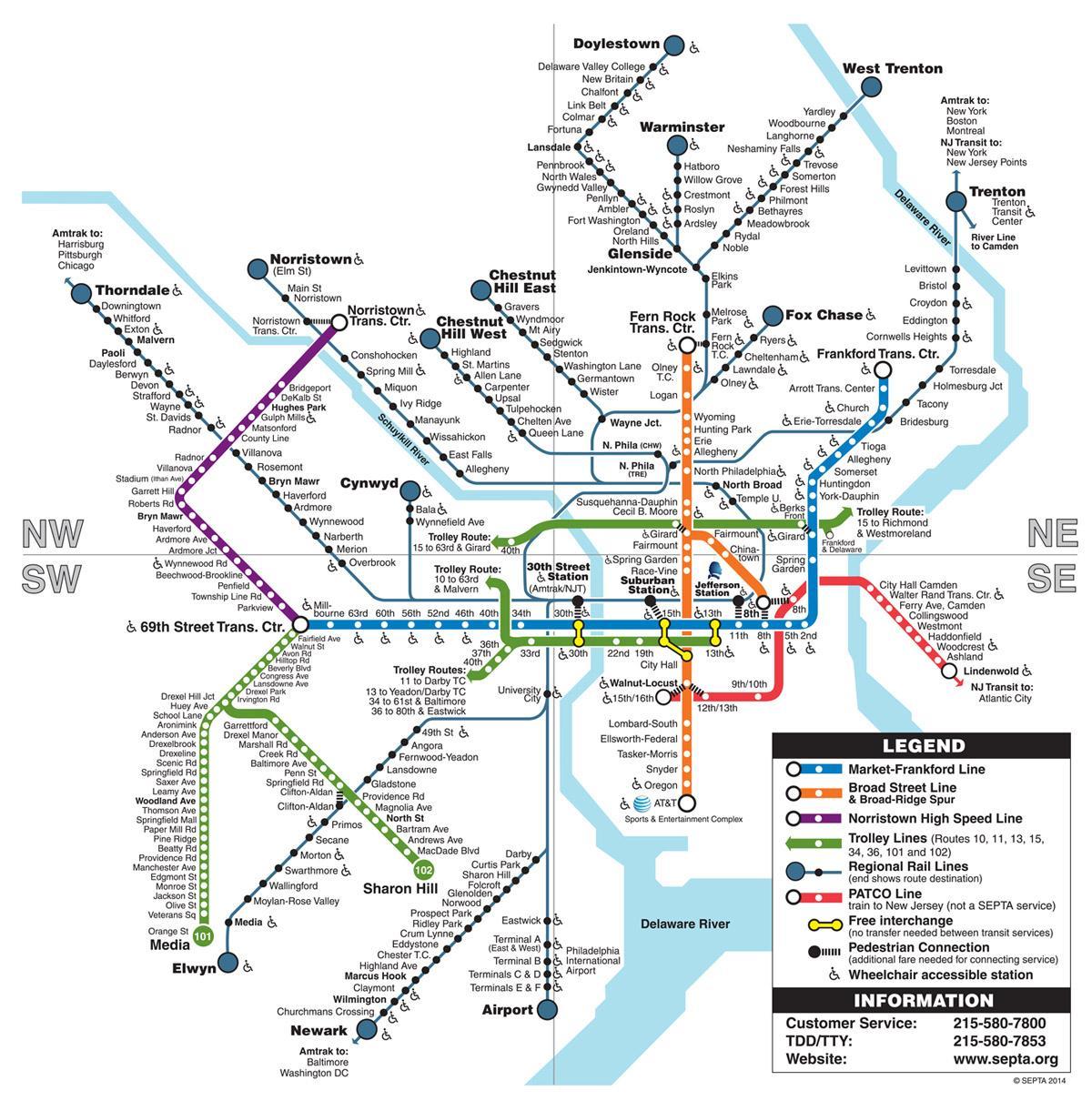 metro zemljevid Philadelphia