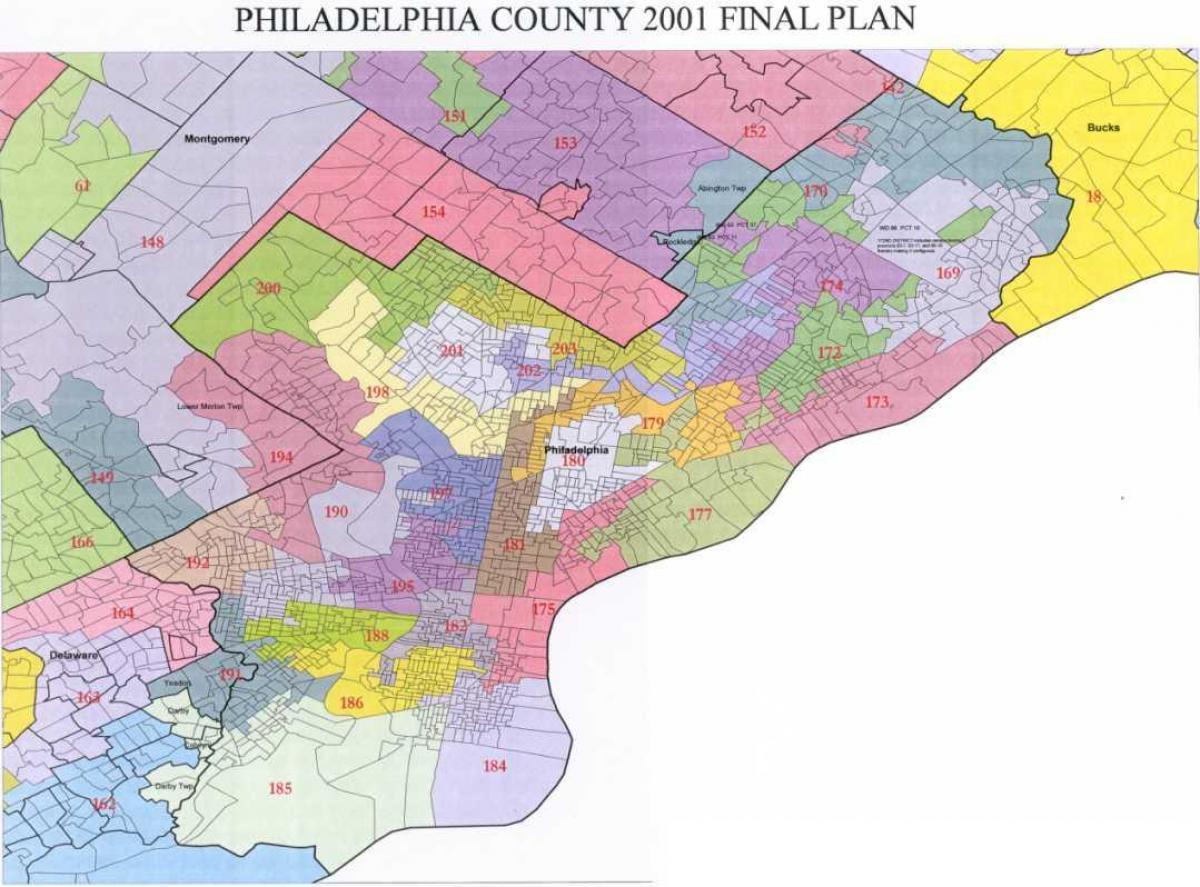 Philadelphia sveta okrožno zemljevid