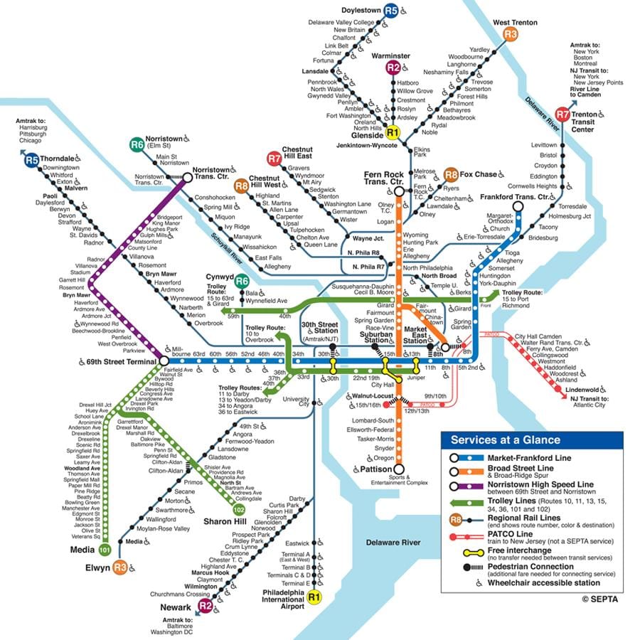 Philly zemljevid podzemne železnice