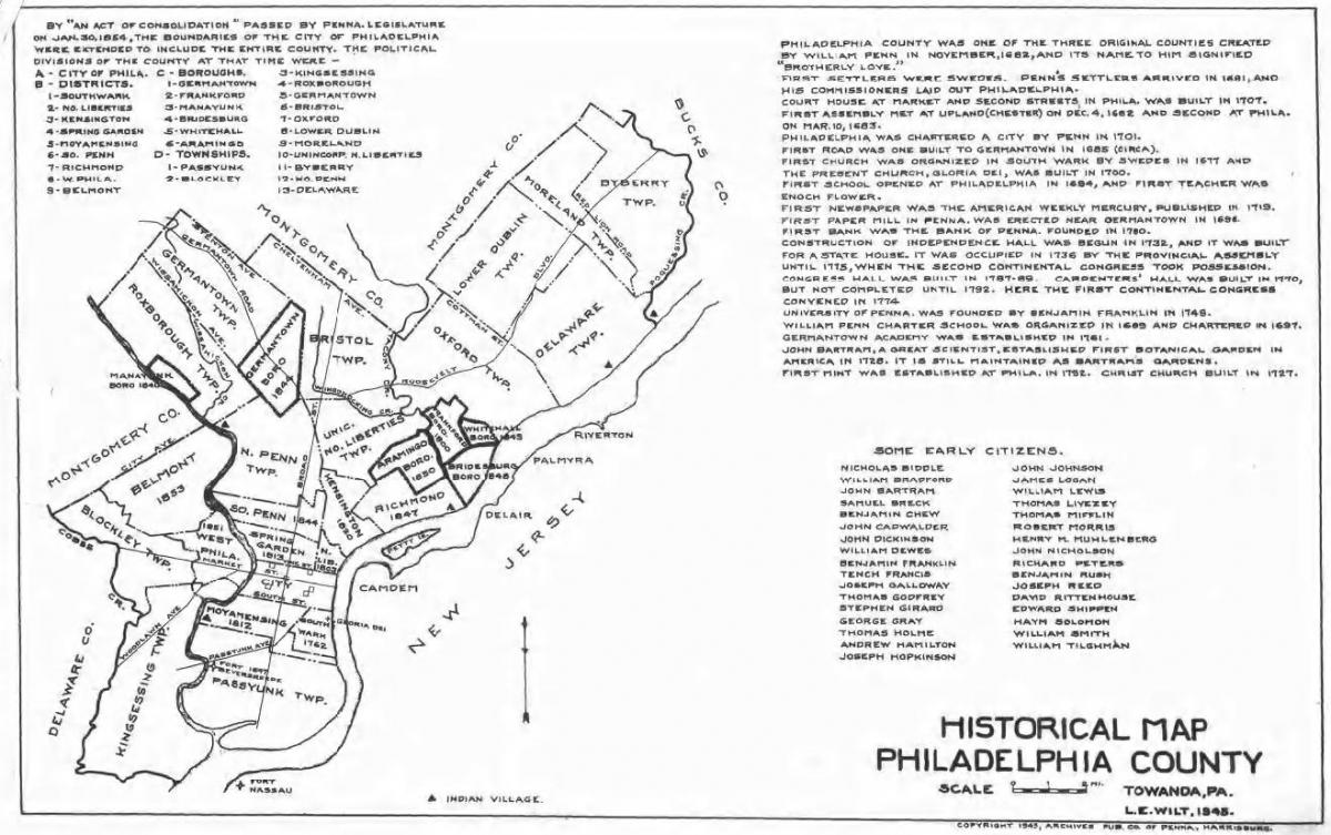 Philadelphia občine zemljevid