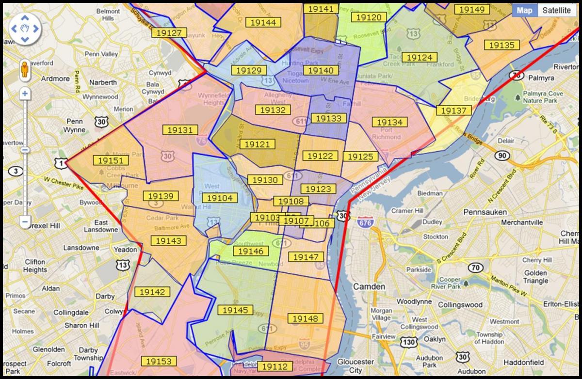 zemljevid večjo Philadelphia območje