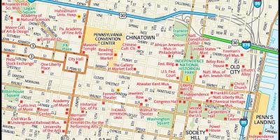 Zemljevid centru Philadelphia