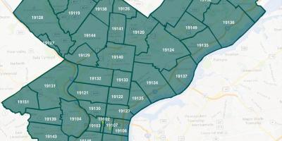 Zemljevid Philadelphia soseskah in zip kode