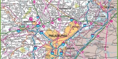 Philadelphia področju zemljevid